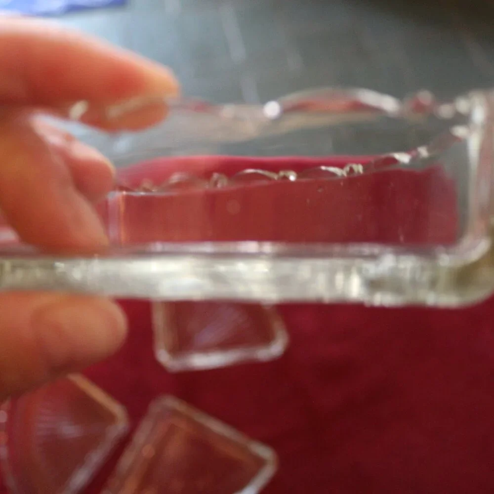 Vintage Triangle Clear Glass serving tray.
